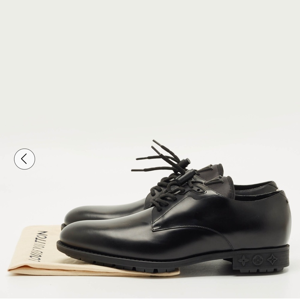 AUTHENTIC Louis Vuitton Black Leather Oxfords Sz 9.5 - Picture 8 of 10